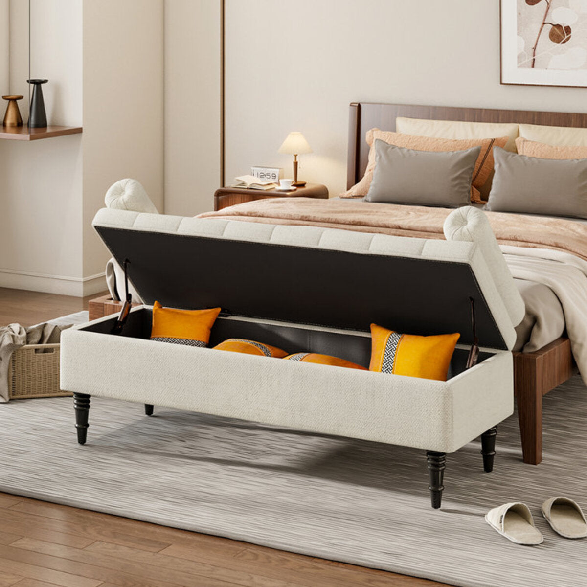 Storage Bench With Luxury Febric Covering