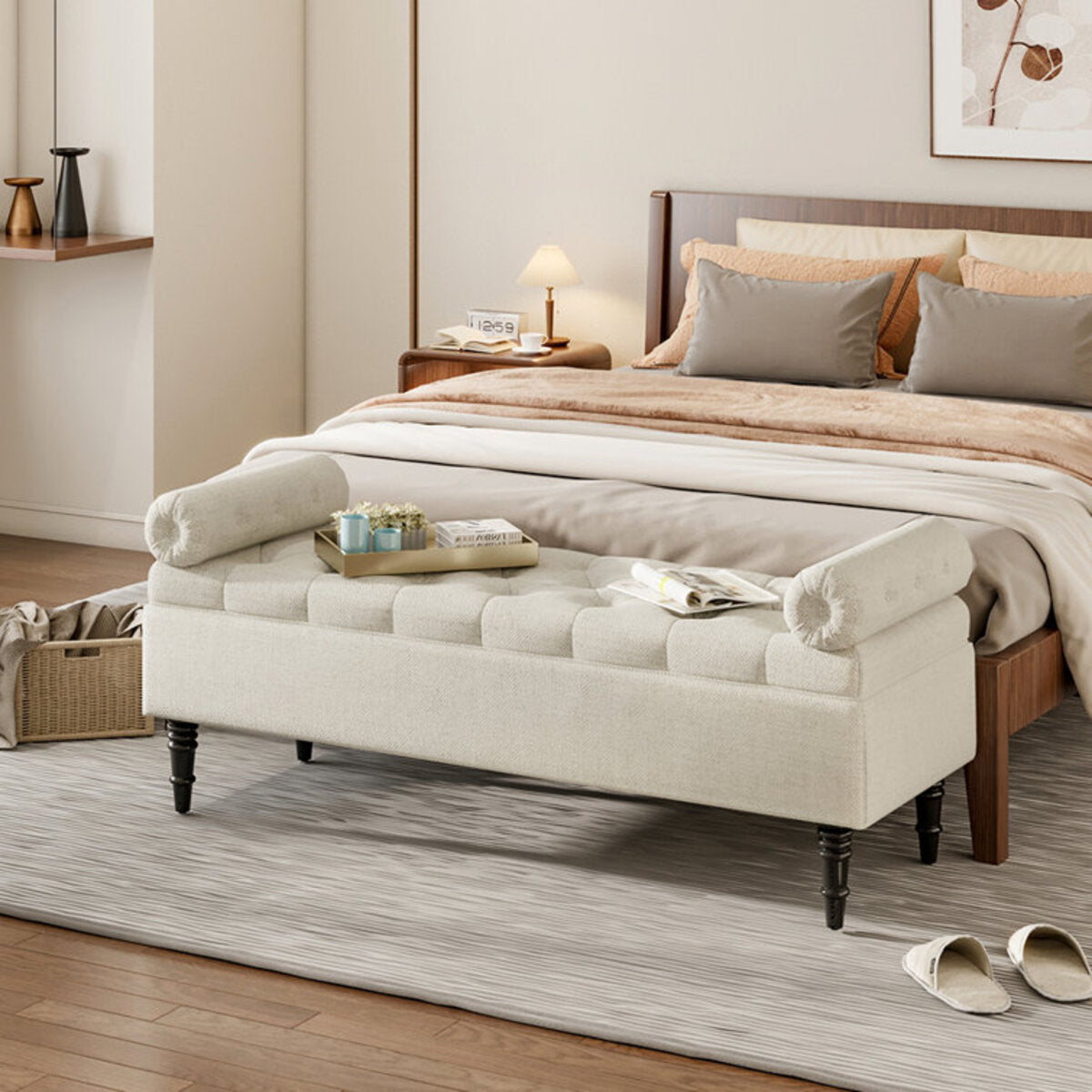 Storage Bench With Luxury Febric Covering