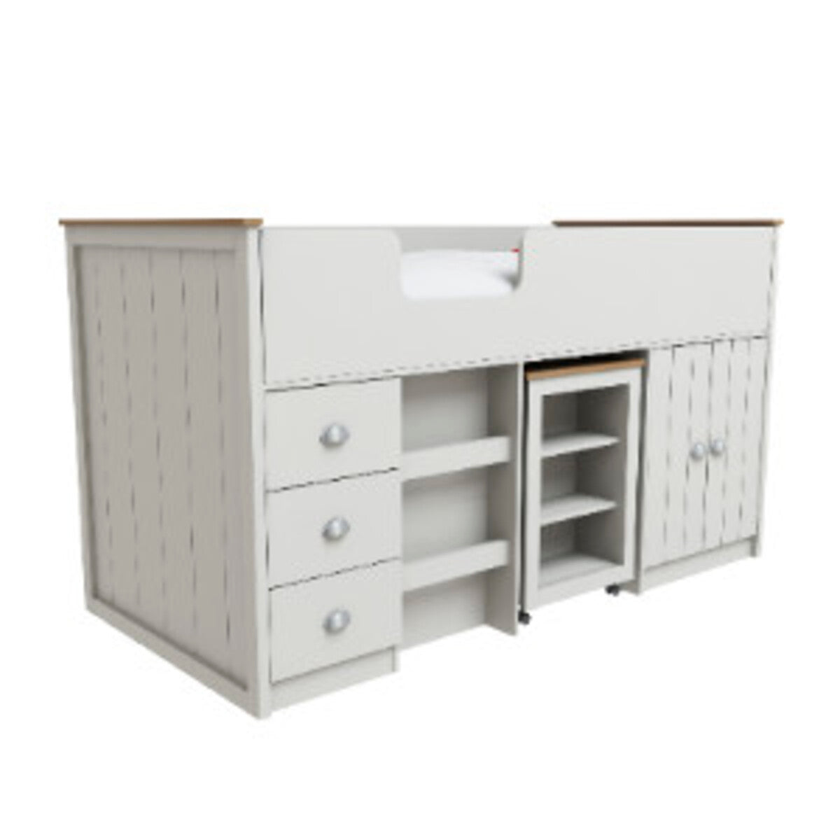 Kids Mid-Sleeper Bed with Wardrobe