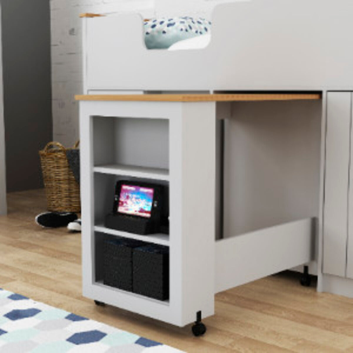 Kids Mid-Sleeper Bed with Wardrobe