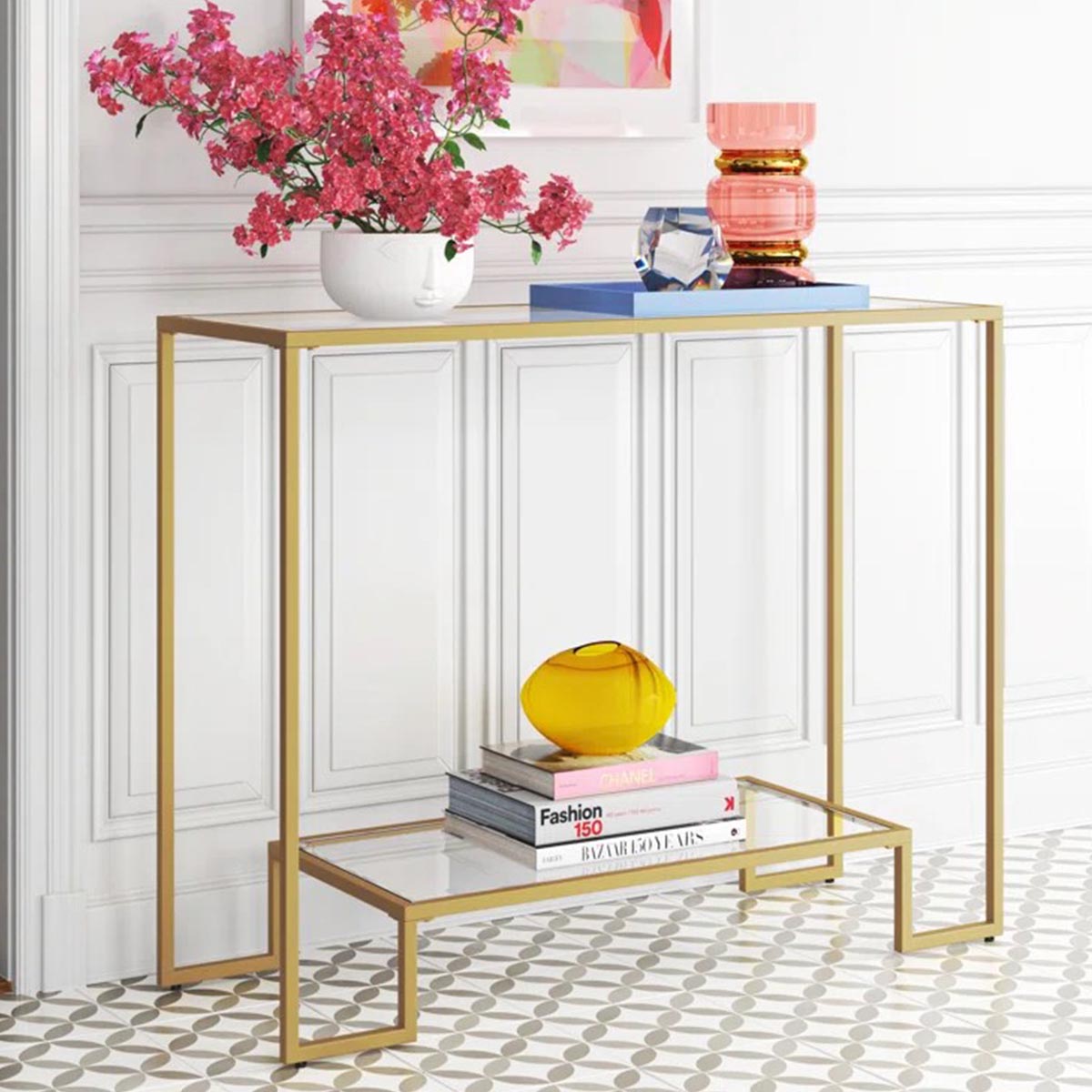 Two-Tiered Glass Console Table