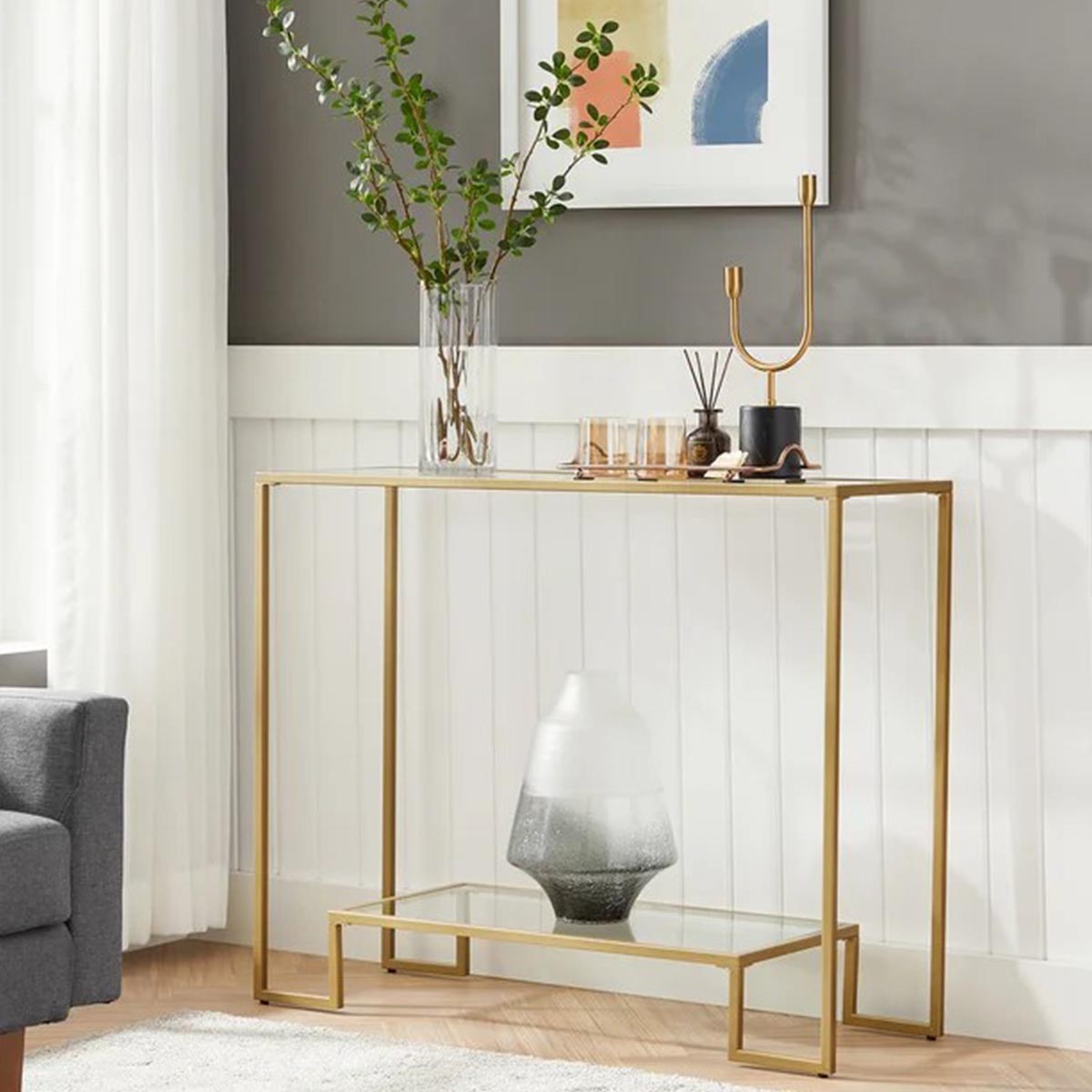 Two-Tiered Glass Console Table