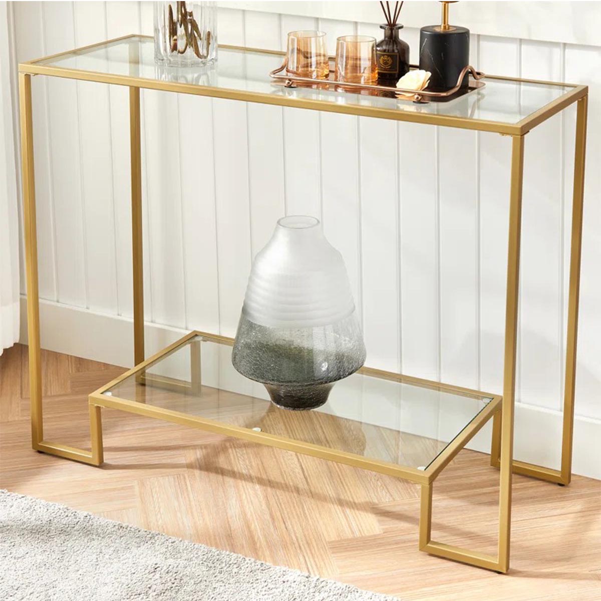 Two-Tiered Glass Console Table