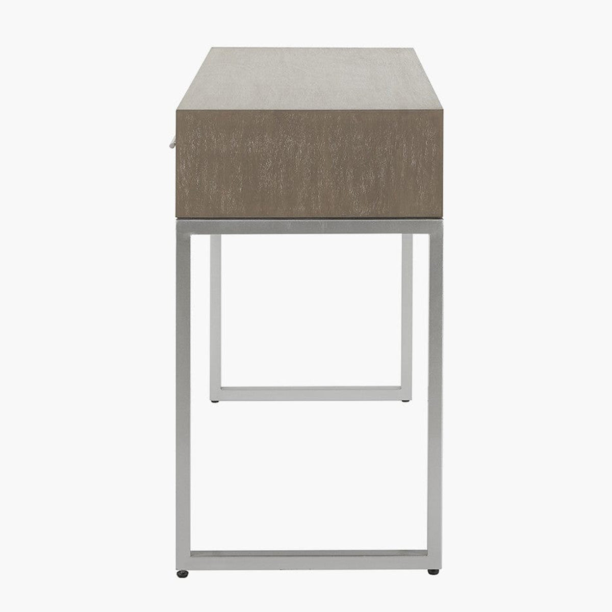 Wood & Silver Metal 2 Drawer Dressing Table