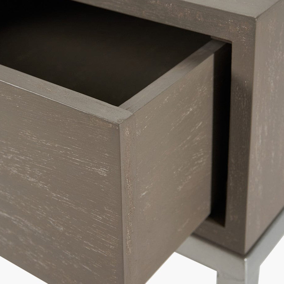 Wood & Silver Metal 2 Drawer Dressing Table