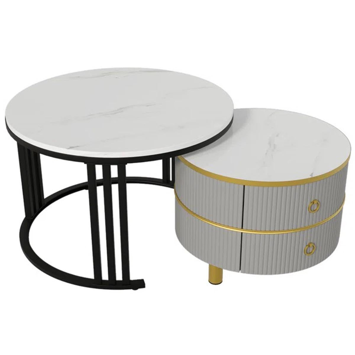 Wooden Coffee Table Set with Storage 