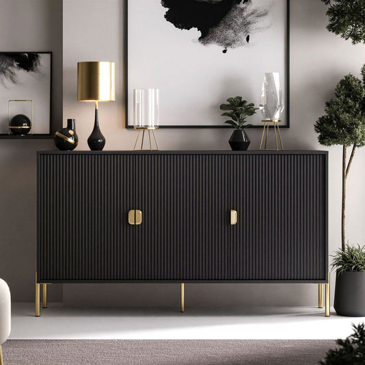 Wooden Sideboard With Gold-Toned Hardware