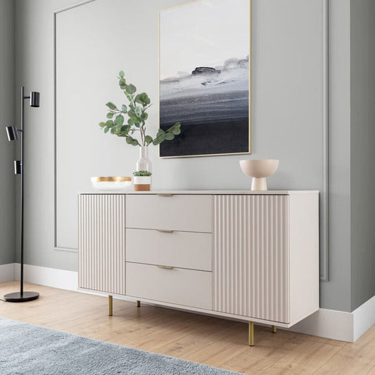 Wooden Sideboard With Cabinets And Drawers