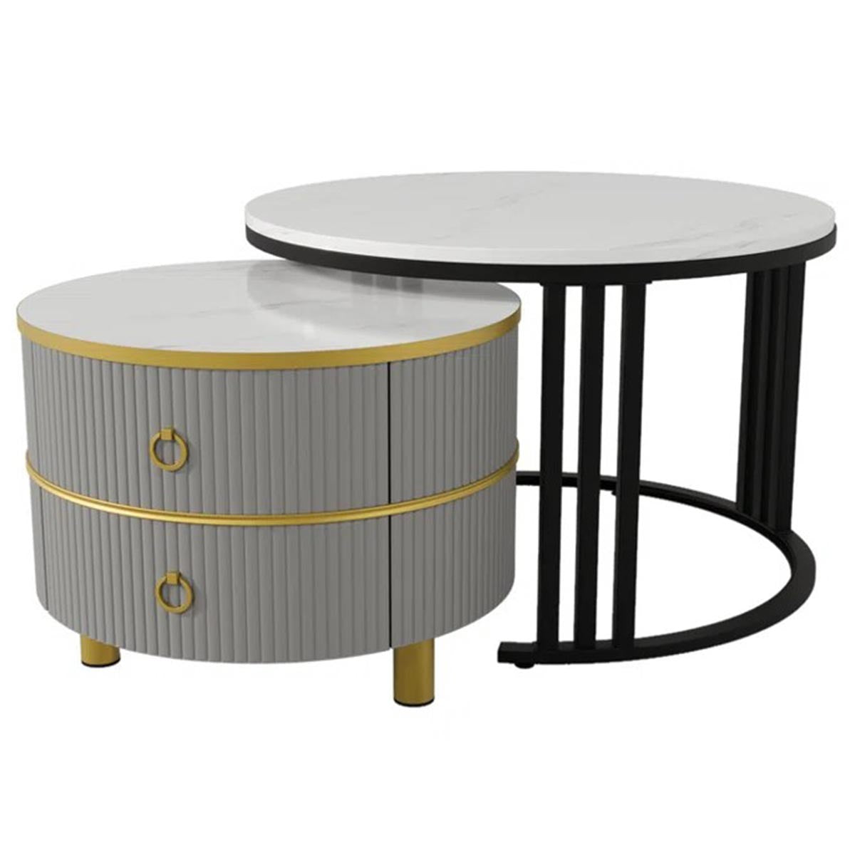 Wooden Coffee Table Set with Storage 