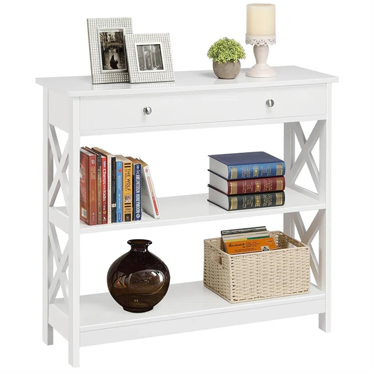 X Console Table with Open Shelves