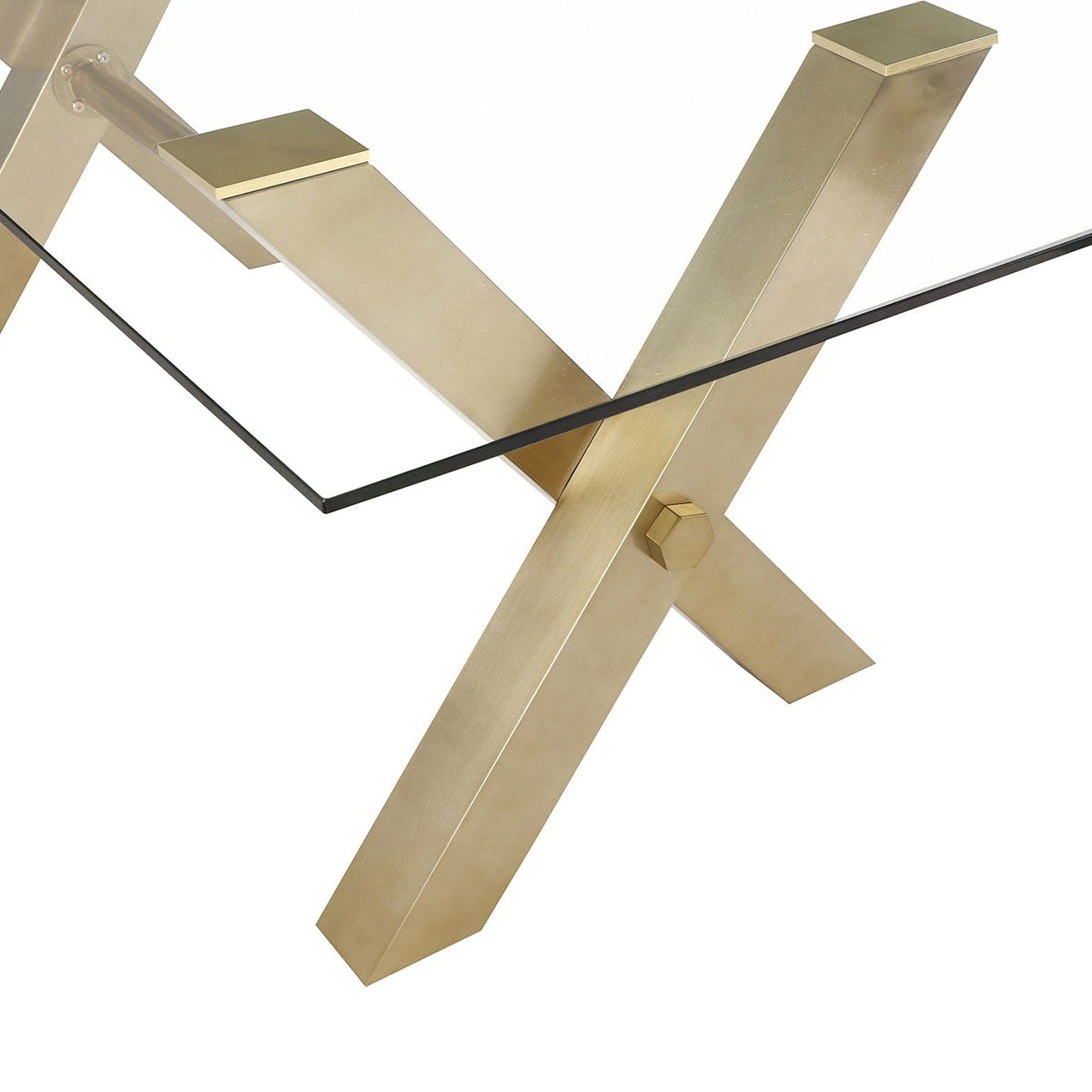 X Shape Glass Top Dining Table