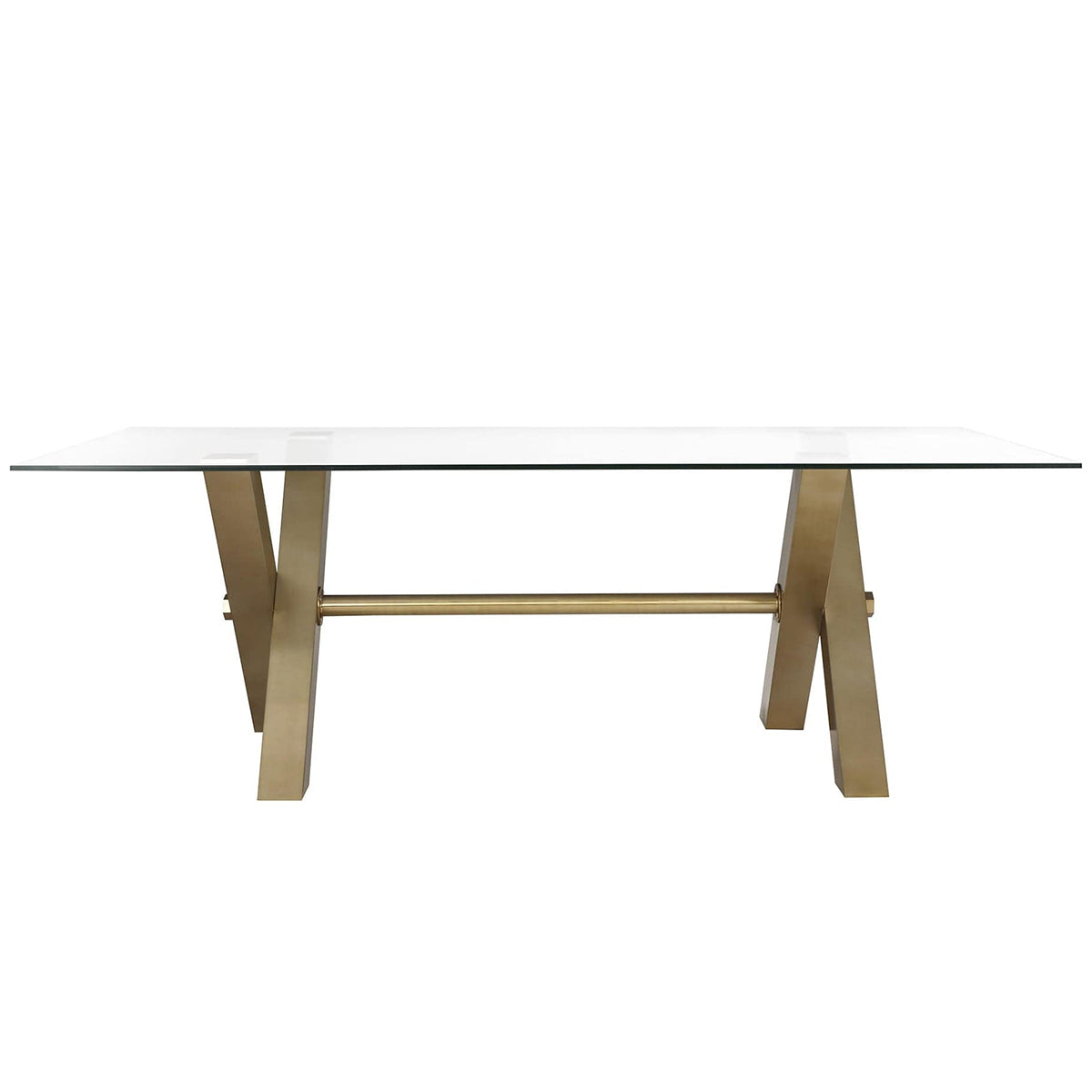 X Shape Glass Top Dining Table