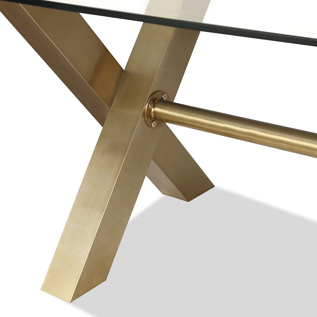 X Shape Glass Top Dining Table