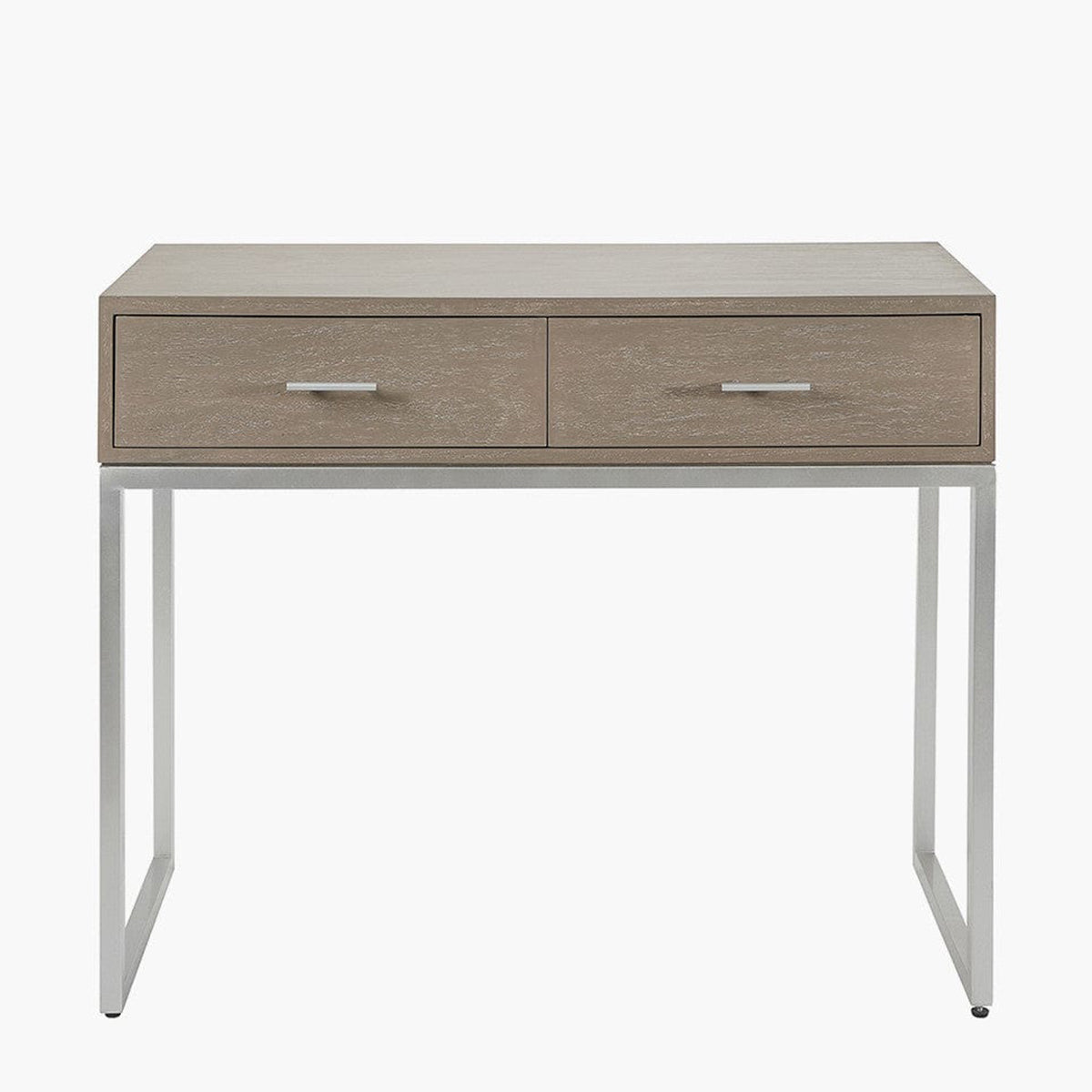 Wood & Silver Metal 2 Drawer Dressing Table